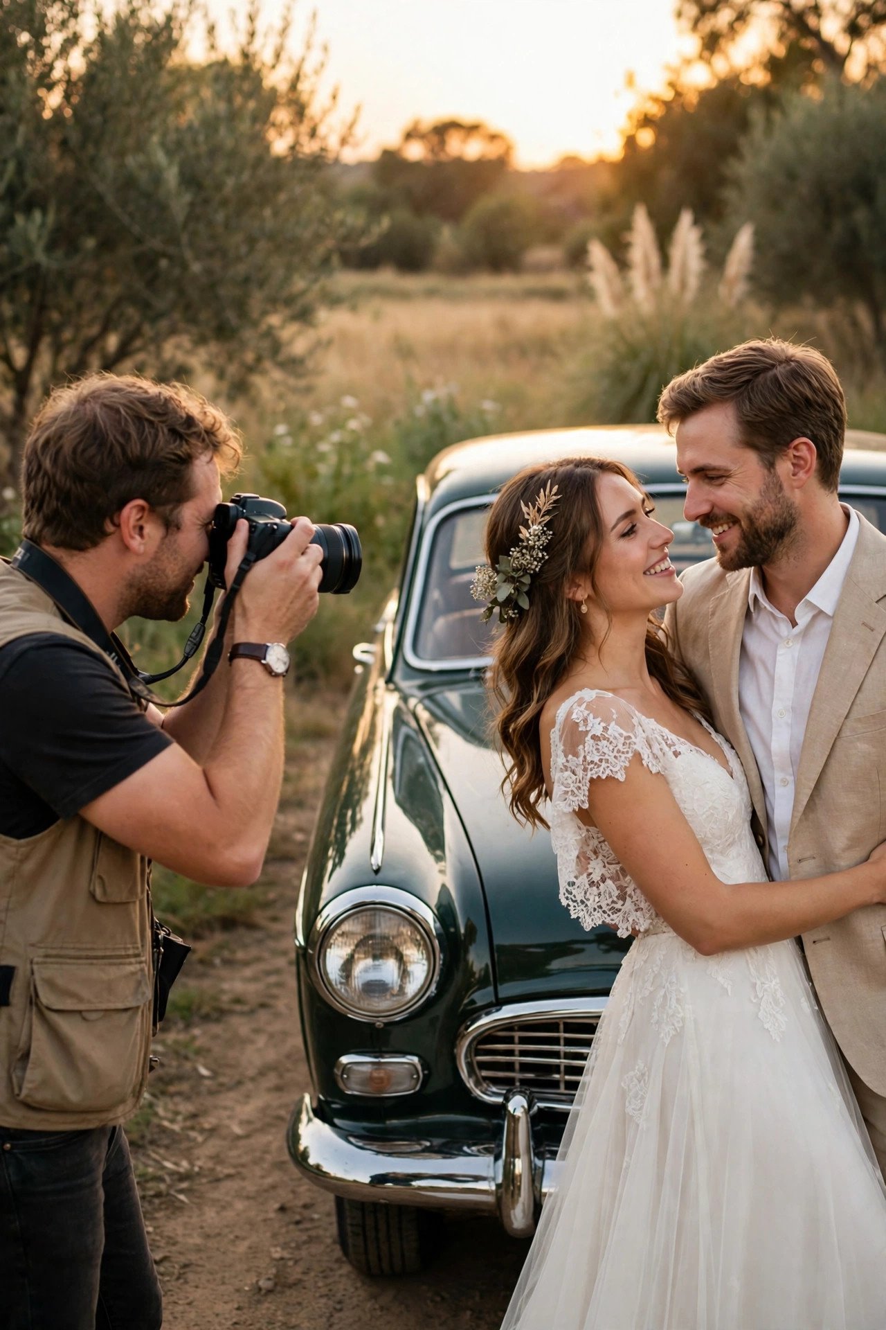 Plan Photo Time with the Car — wedding idea illustrated for Renting a Classic Car for Your Wedding