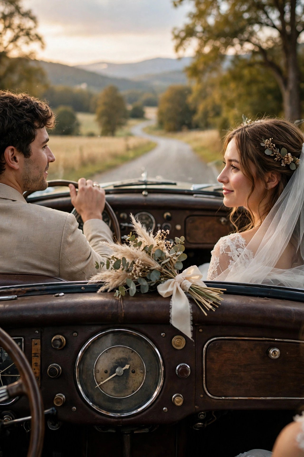 Read the Mileage Limits — wedding idea illustrated for Renting a Classic Car for Your Wedding