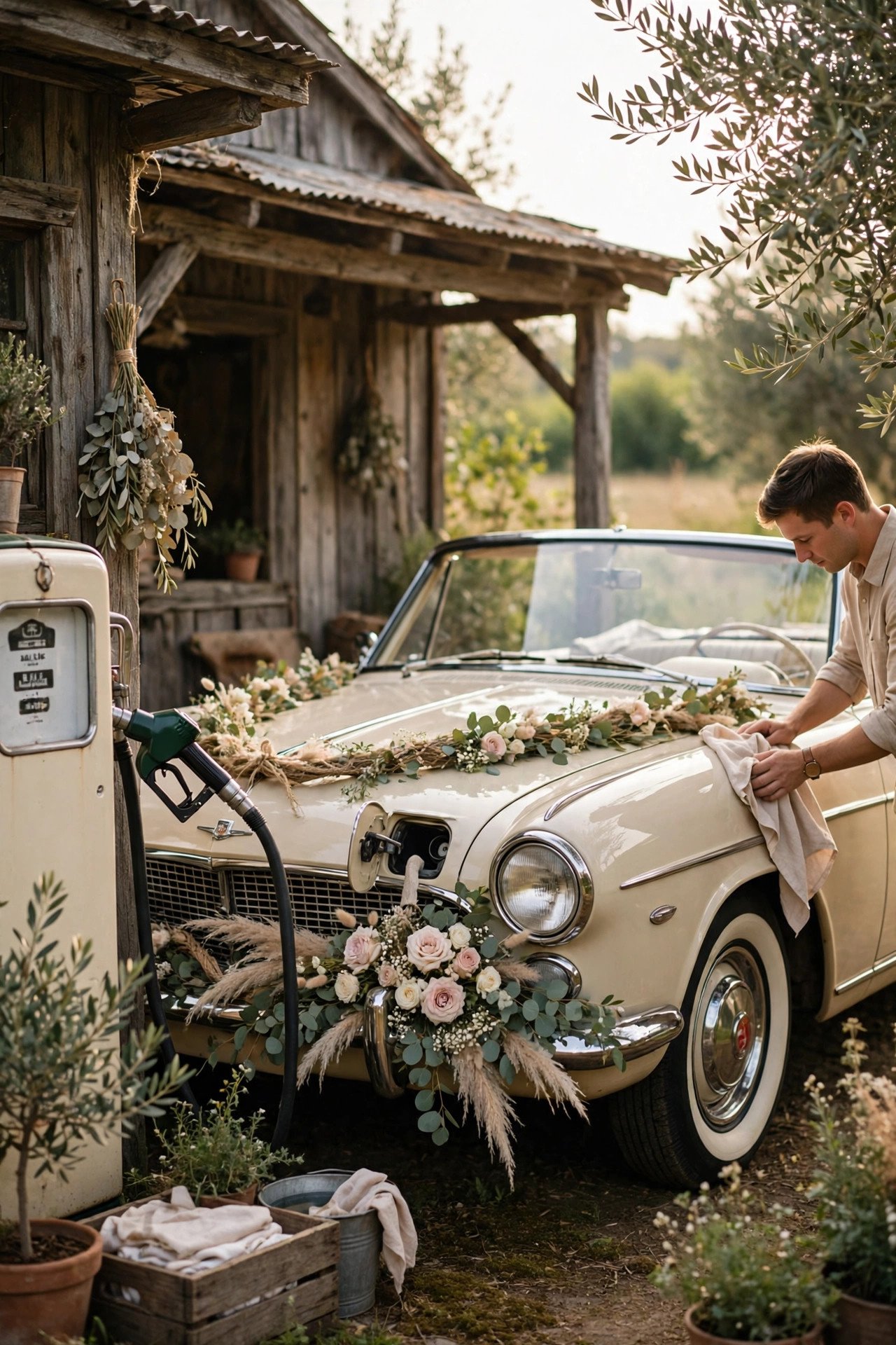 Check the Fuel and Cleaning Fees — wedding idea illustrated for Renting a Classic Car for Your Wedding