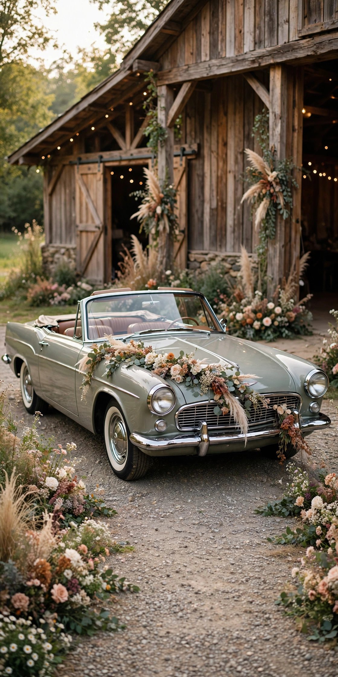 Match the Car to Your Venue — wedding idea illustrated for Renting a Classic Car for Your Wedding