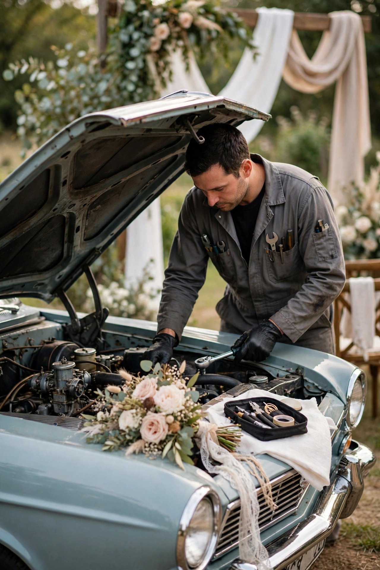 Ask About Breakdown Plans — wedding idea illustrated for Renting a Classic Car for Your Wedding