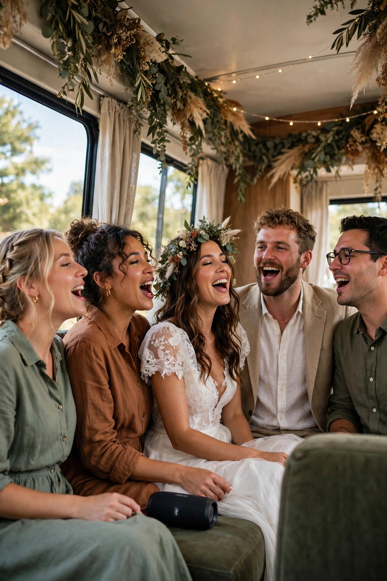 Create a Daytime Playlist Together — wedding idea illustrated for 15 Wedding Party Bus Ideas