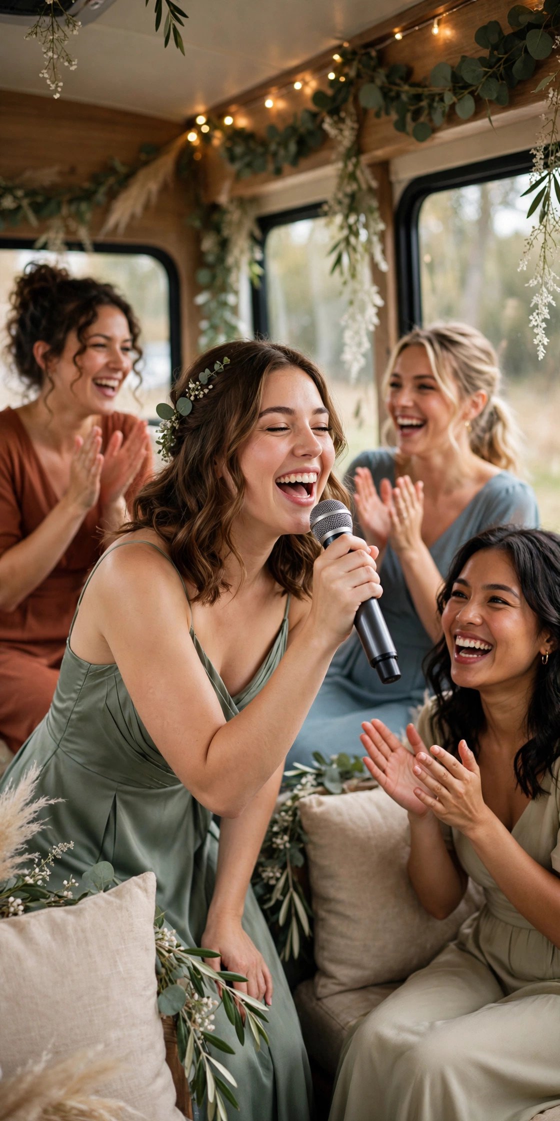 Set Up a Karaoke Microphone Moment — wedding idea illustrated for 15 Wedding Party Bus Ideas