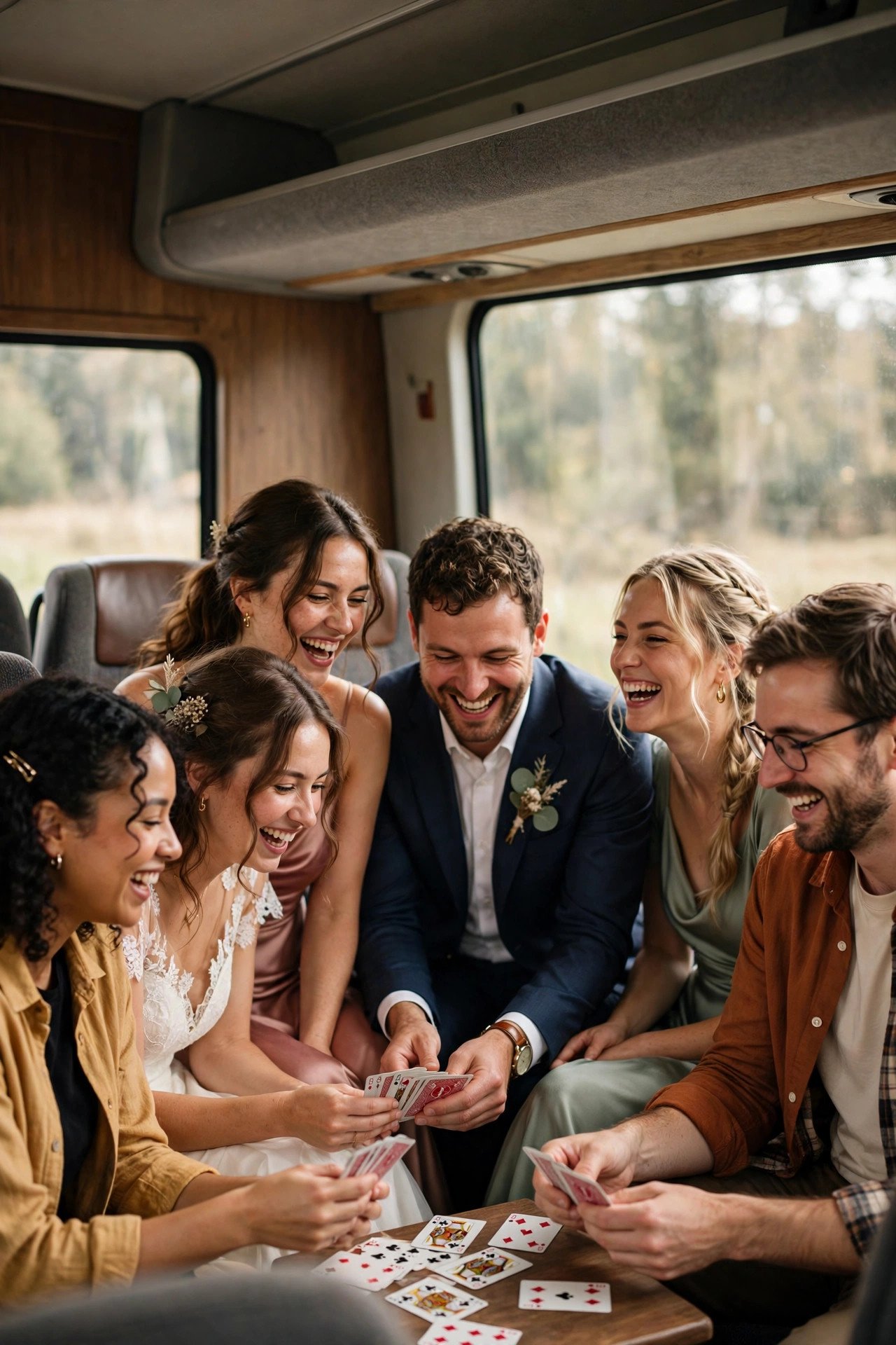 Plan Games for Longer Rides — wedding idea illustrated for 15 Wedding Party Bus Ideas