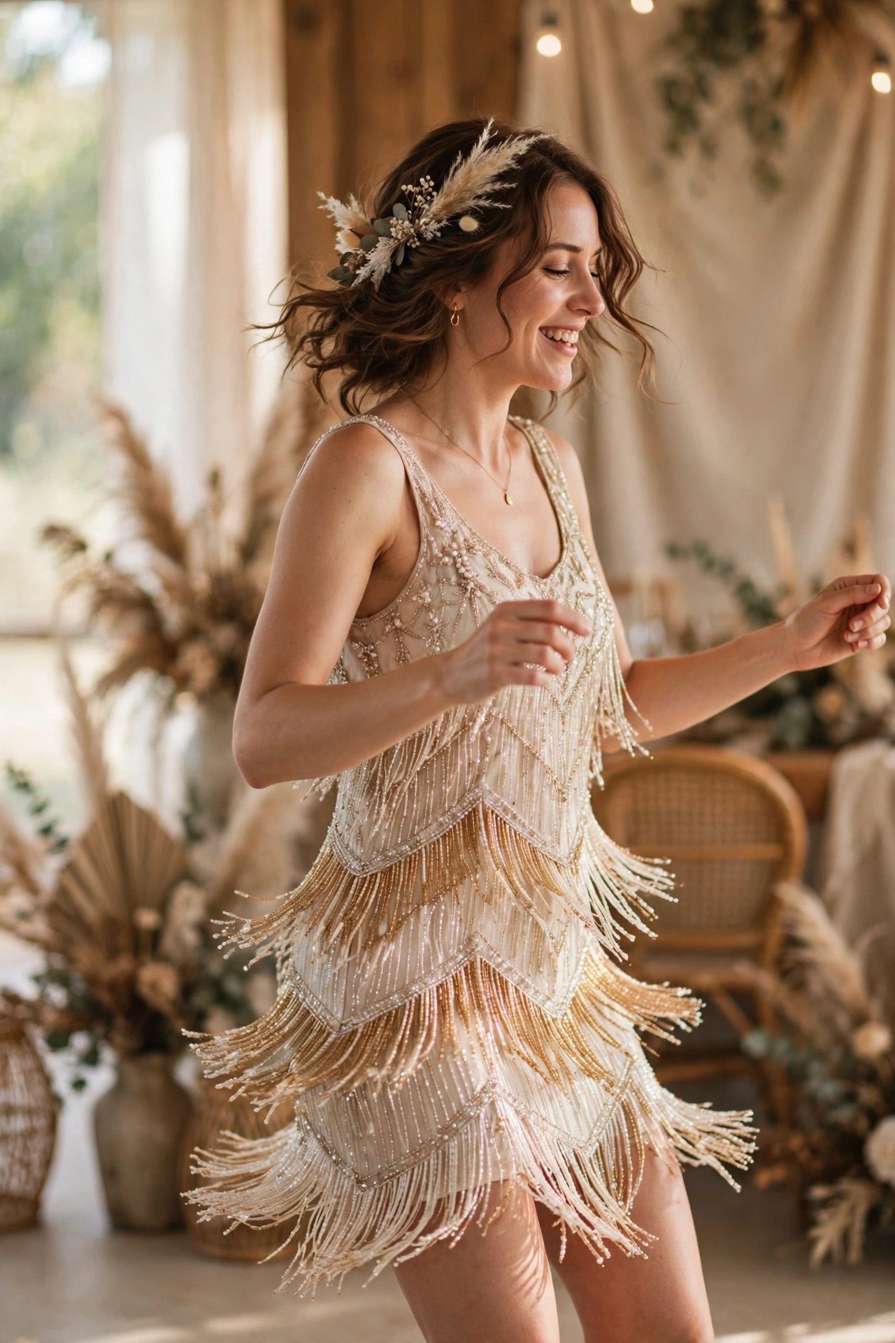 Beaded Fringe Flapper Dress — wedding idea illustrated for 30 Wedding Reception Dresses