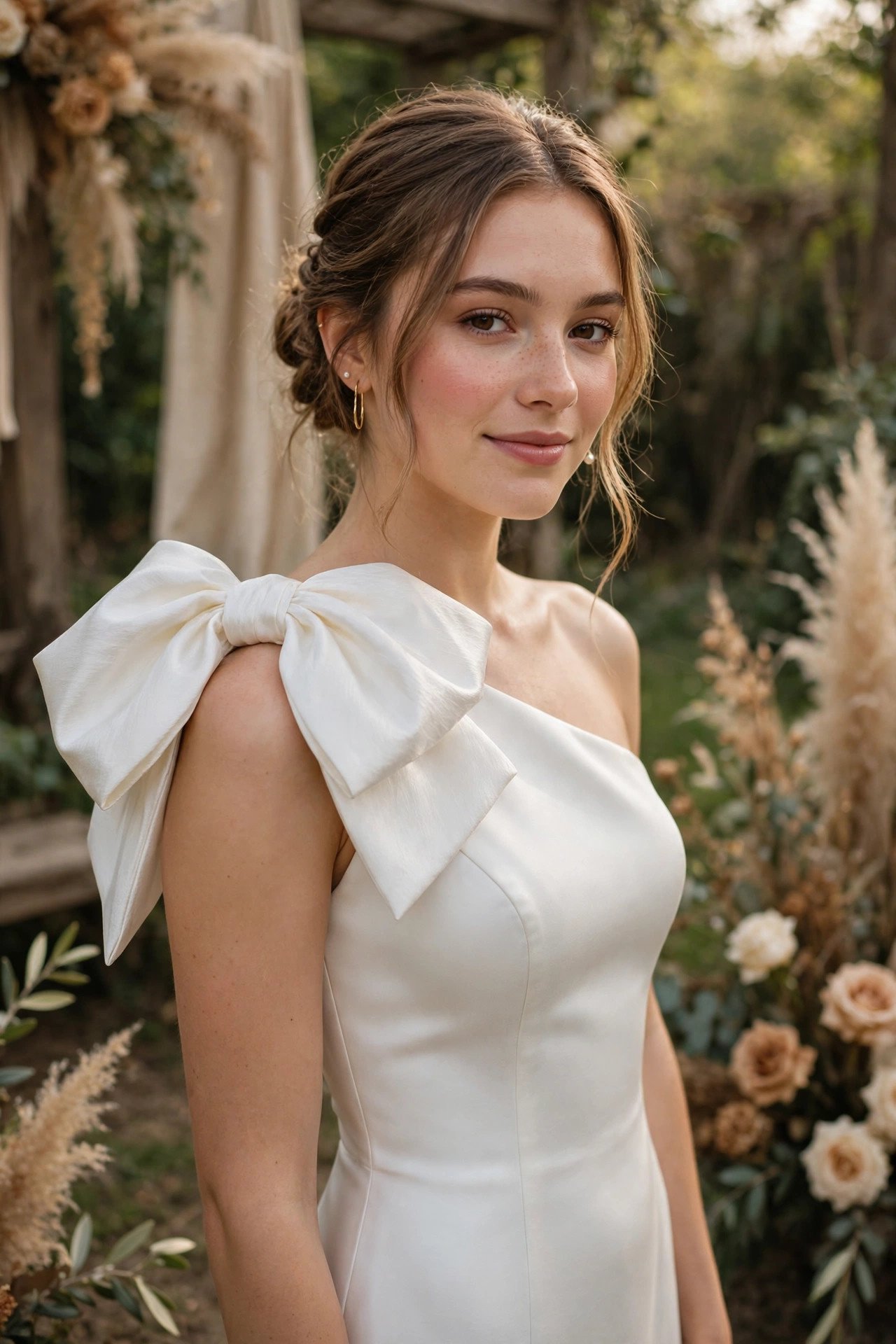 One-Shoulder Bow Dress — wedding idea illustrated for 30 Wedding Reception Dresses