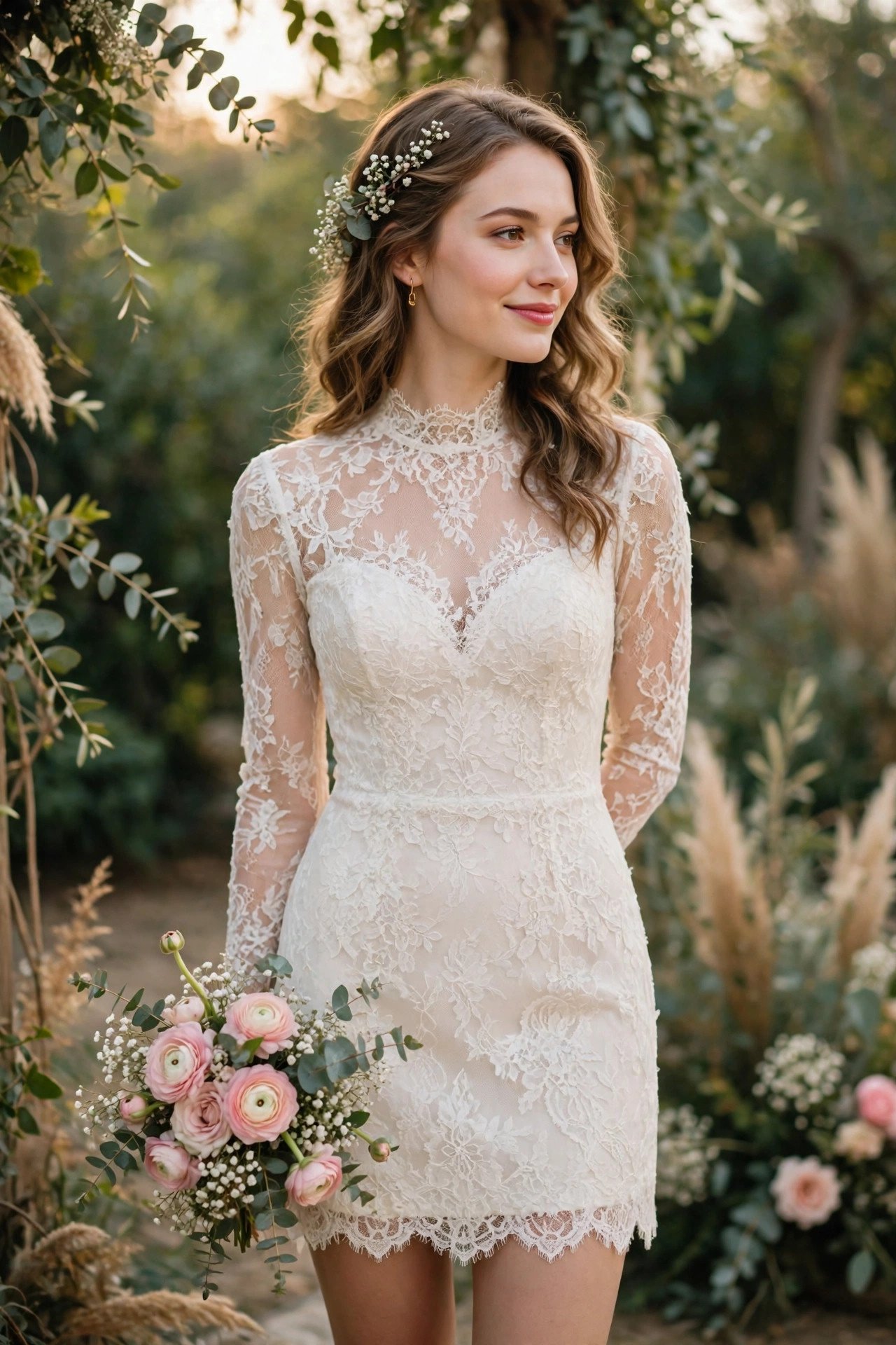 All-Lace Romantic Mini — wedding idea illustrated for 30 Wedding Reception Dresses
