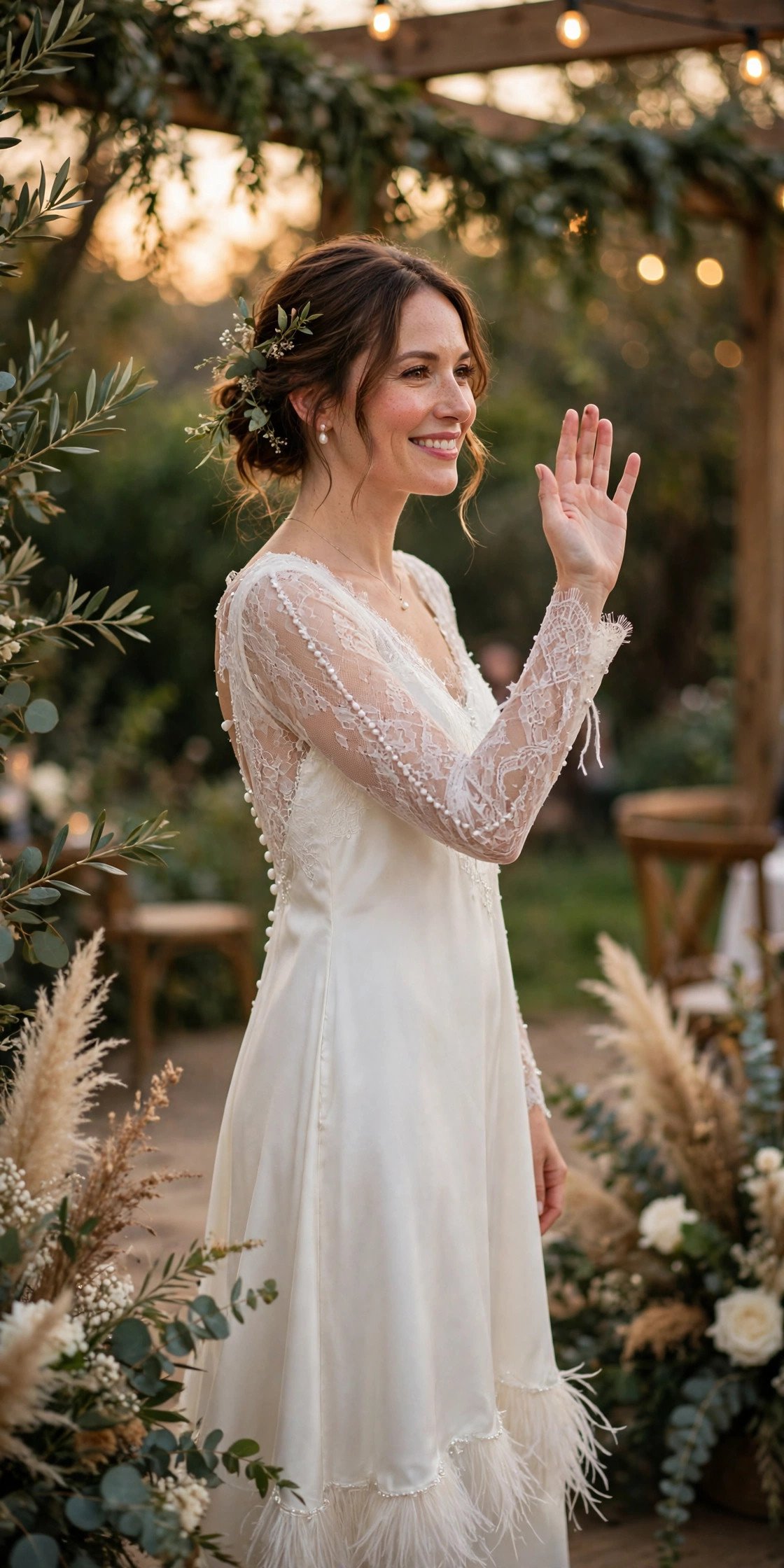 The Grand Exit Dress — bride wearing this look at a wedding reception