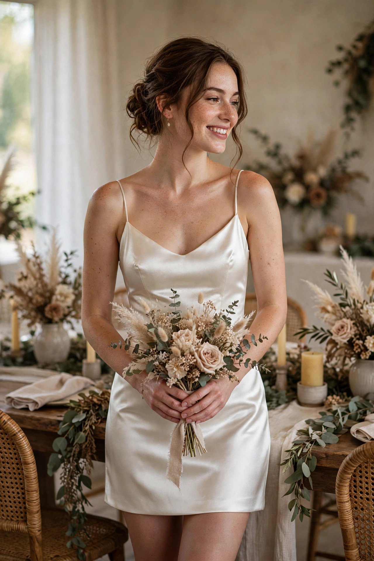Classic Satin Mini — bride wearing this look at a wedding reception