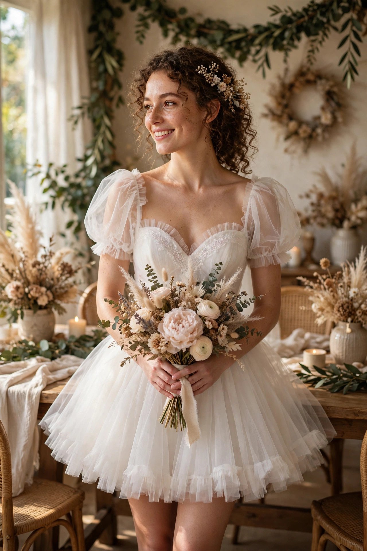 Tulle Babydoll Mini — bride wearing this look at a wedding reception