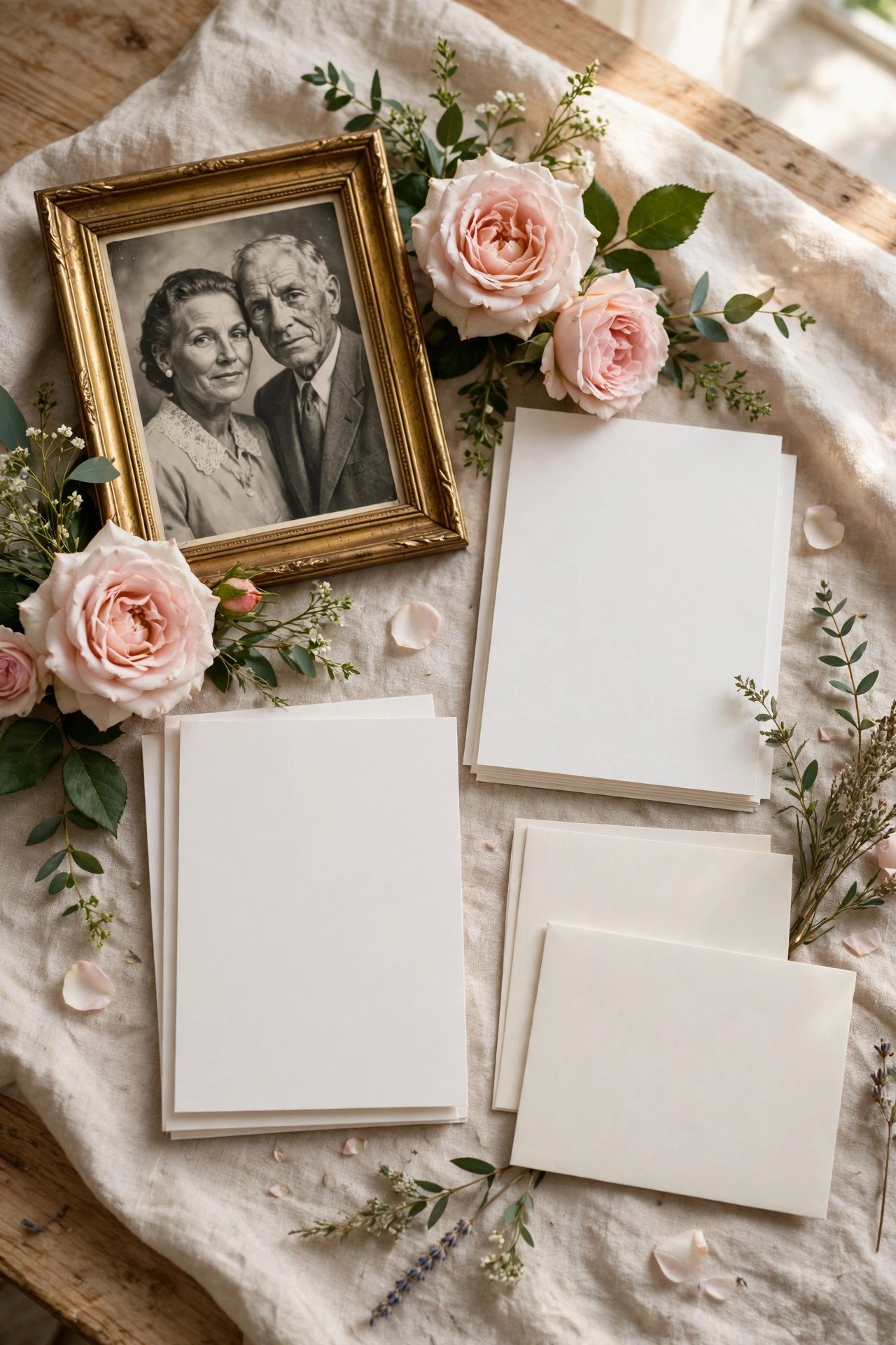 Invitation hosted by a parent and stepparent with a separate remembrance line