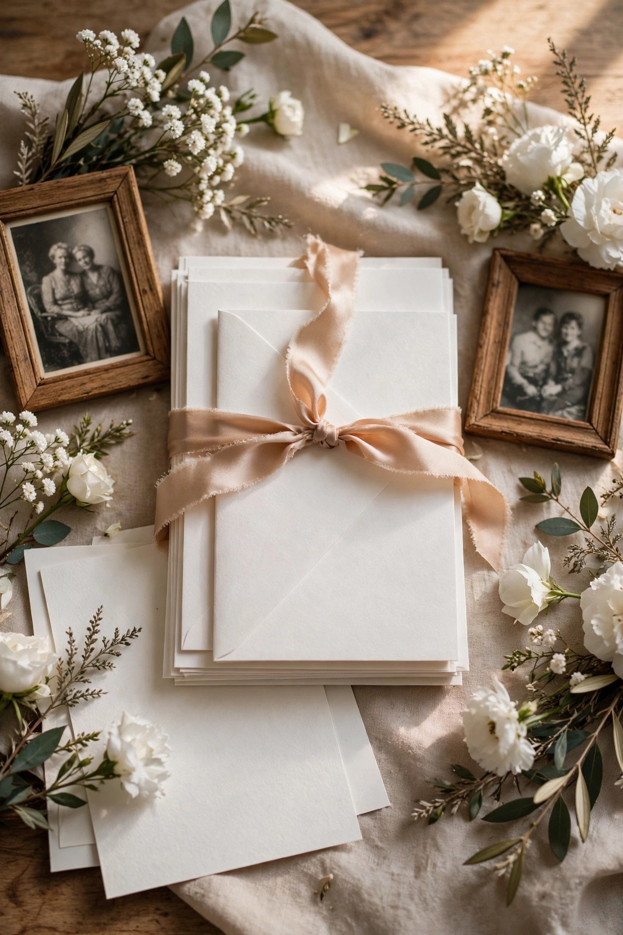 Invitation hosted by an older sibling in loving memory of the parents