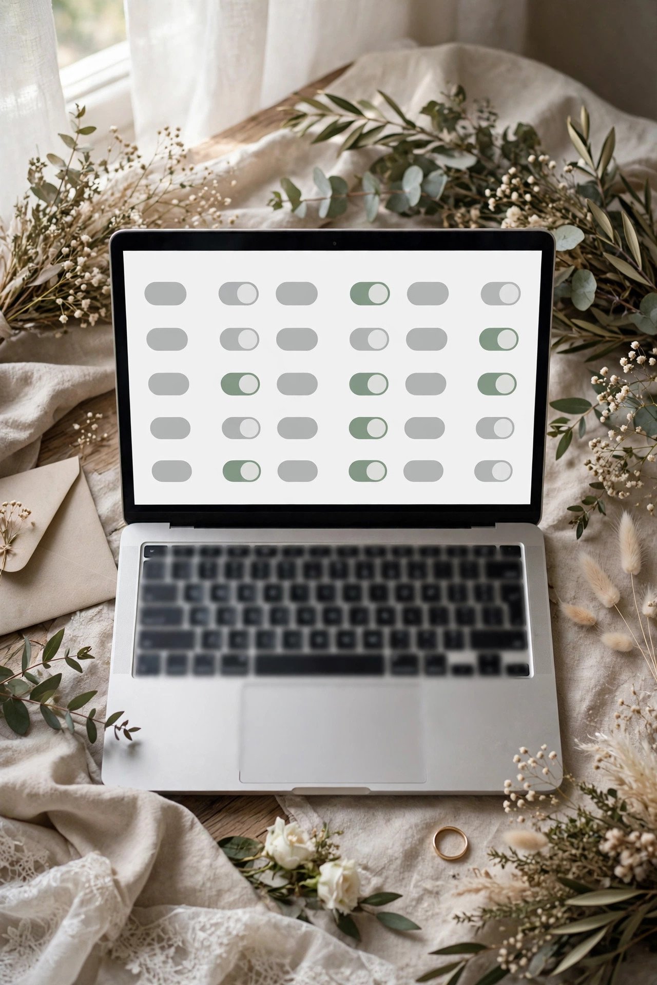 Privacy settings screen for a wedding invitation platform
