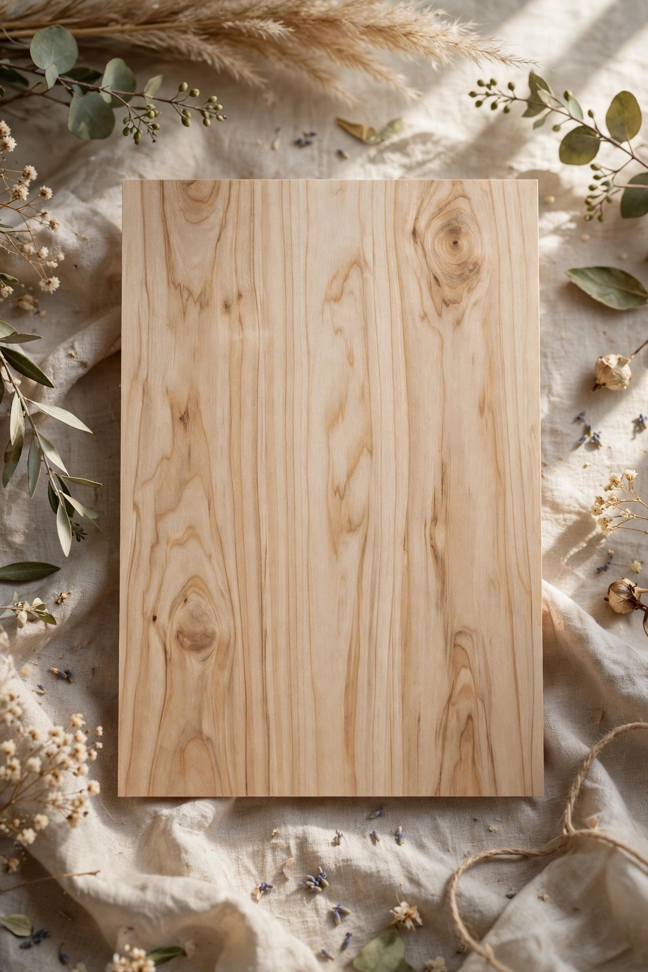 Thin wood veneer wedding invitation with engraved lettering