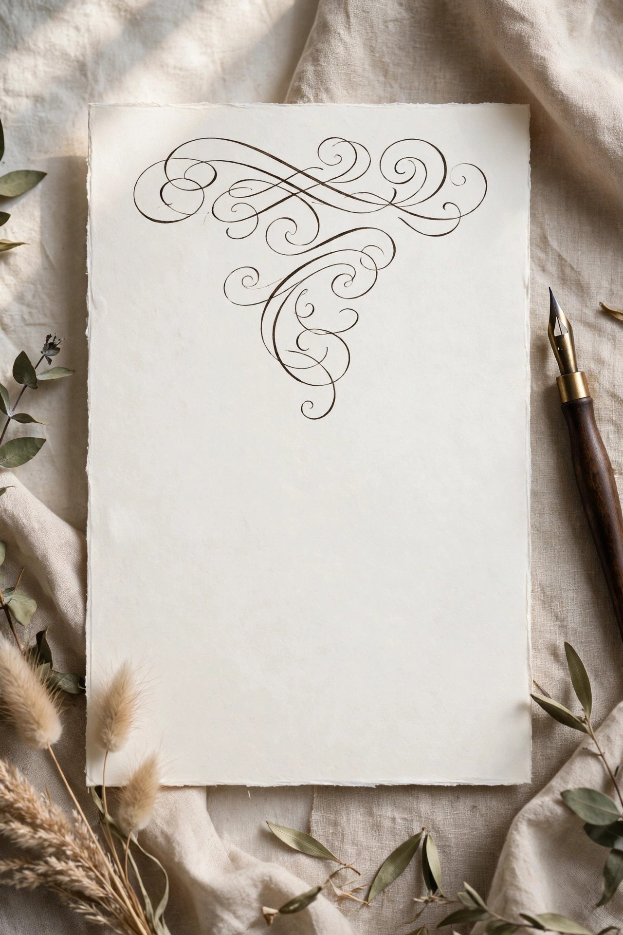 Letterpress invitation with hand-calligraphed couple names