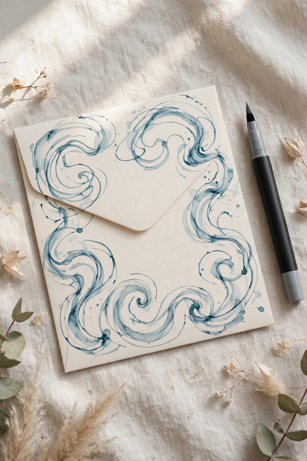Modern calligraphy envelope with loose bouncy lettering style