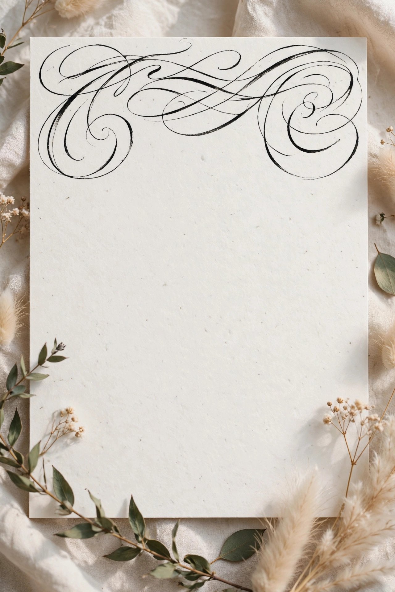 Flourished calligraphy of a couple's names with sweeping loops
