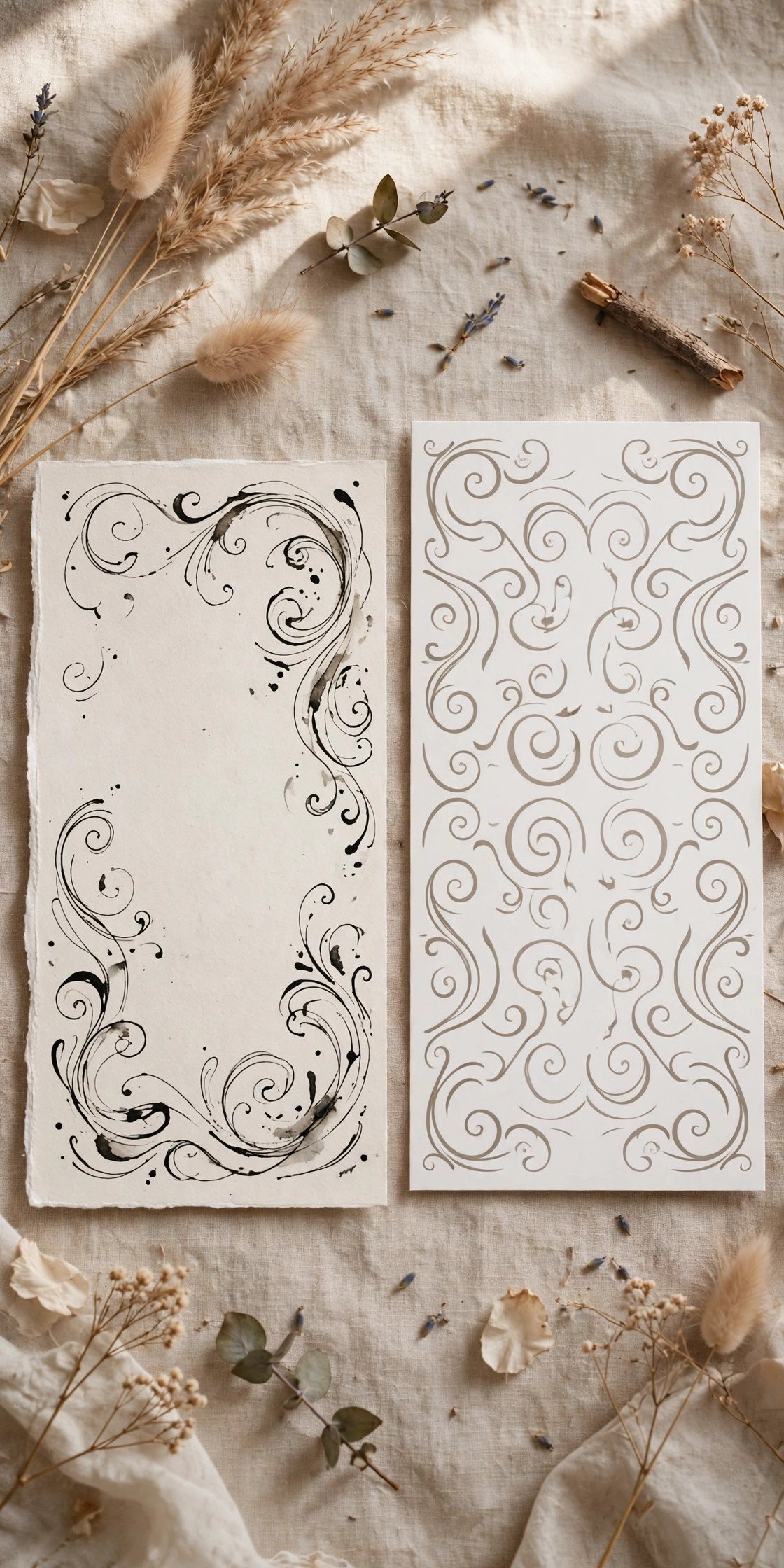 Printed script font invitation next to true hand calligraphy for comparison