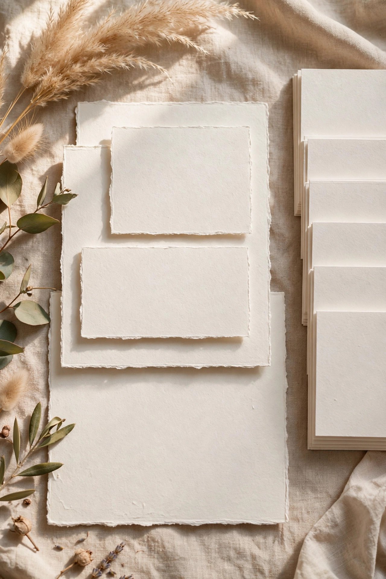 Reception card and details card layered in order above the invitation