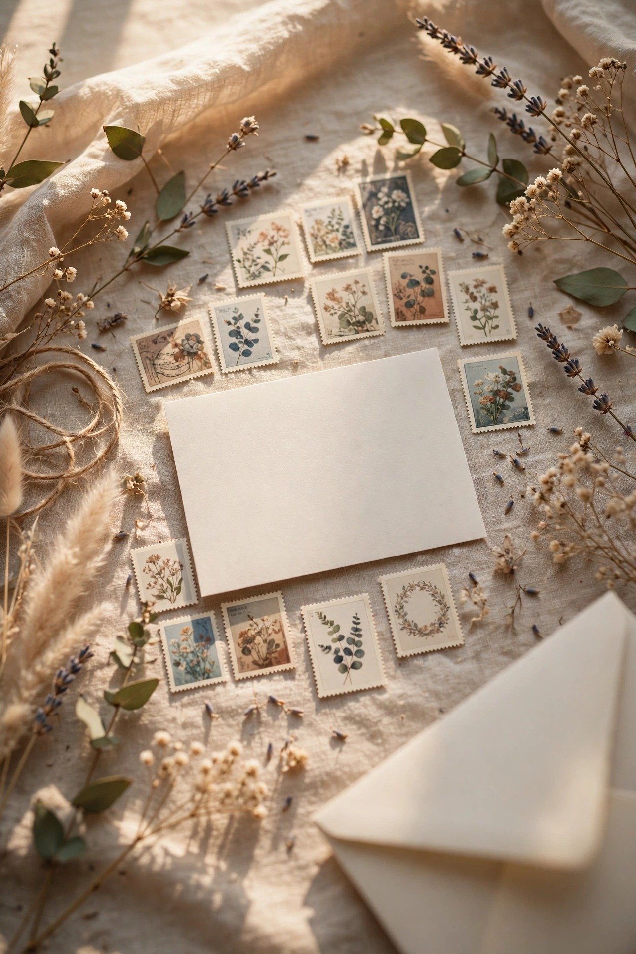A wedding envelope showing a printed return address in the corner