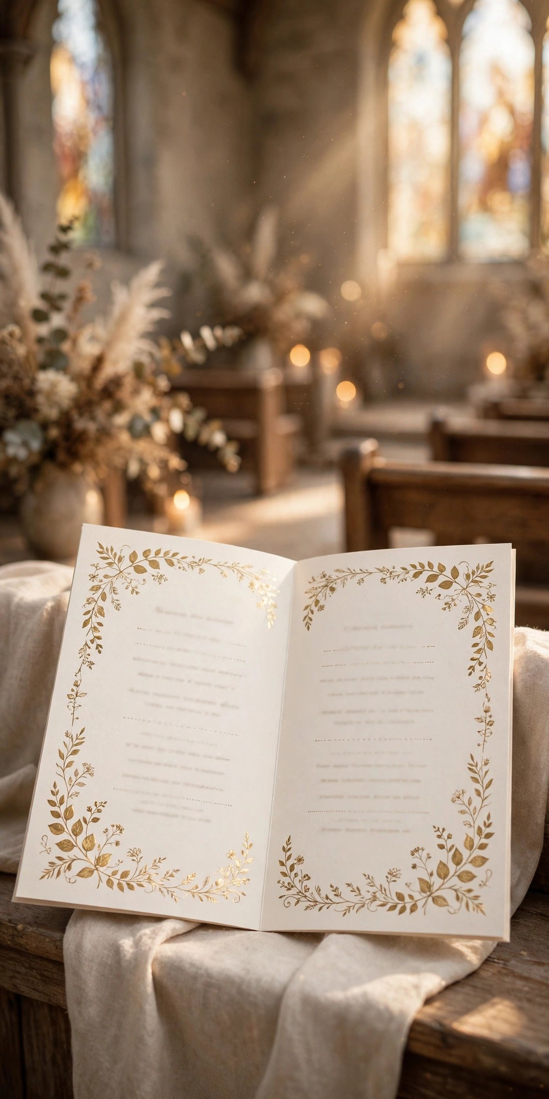 Wedding program page showing faith-centred order of service wording