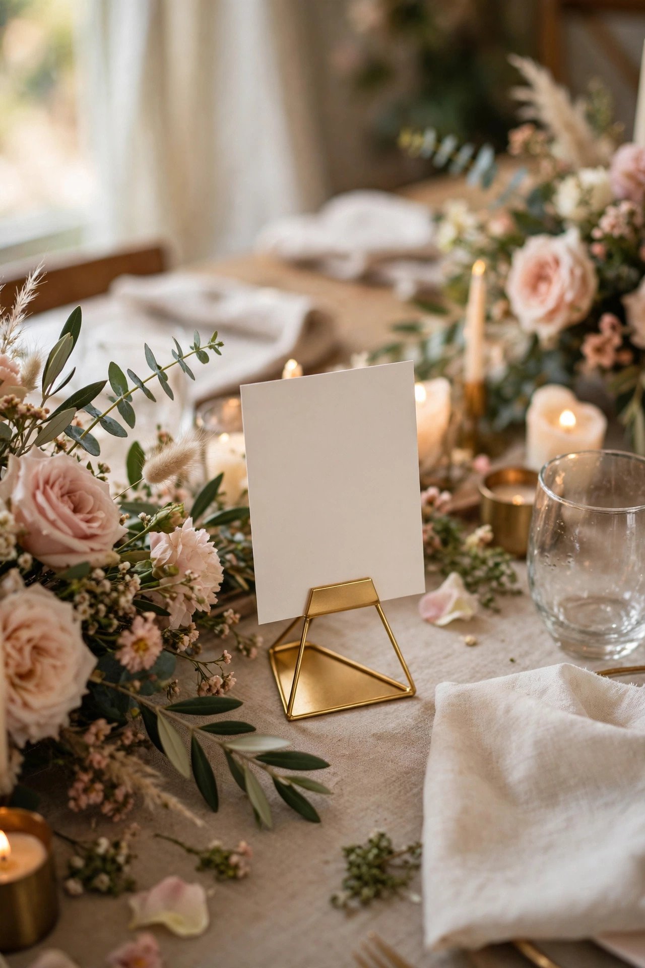 Wedding day stationery showing table numbers or names
