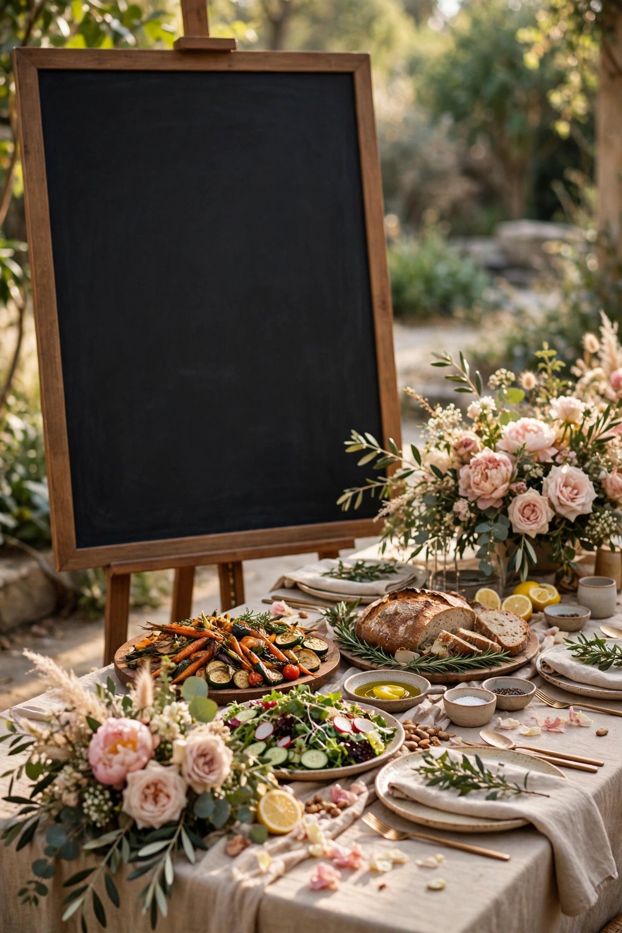 The Shared Family-Style Menu Board — wedding menu design at an elegant reception place setting