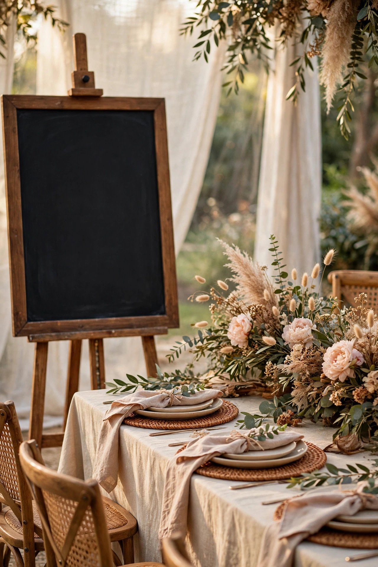 The Chalkboard Reception Menu — wedding menu design at an elegant reception place setting