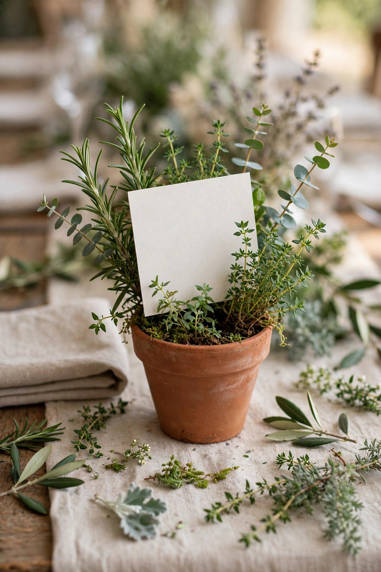 Herbs and Garden Greens — wedding table name card idea for reception seating