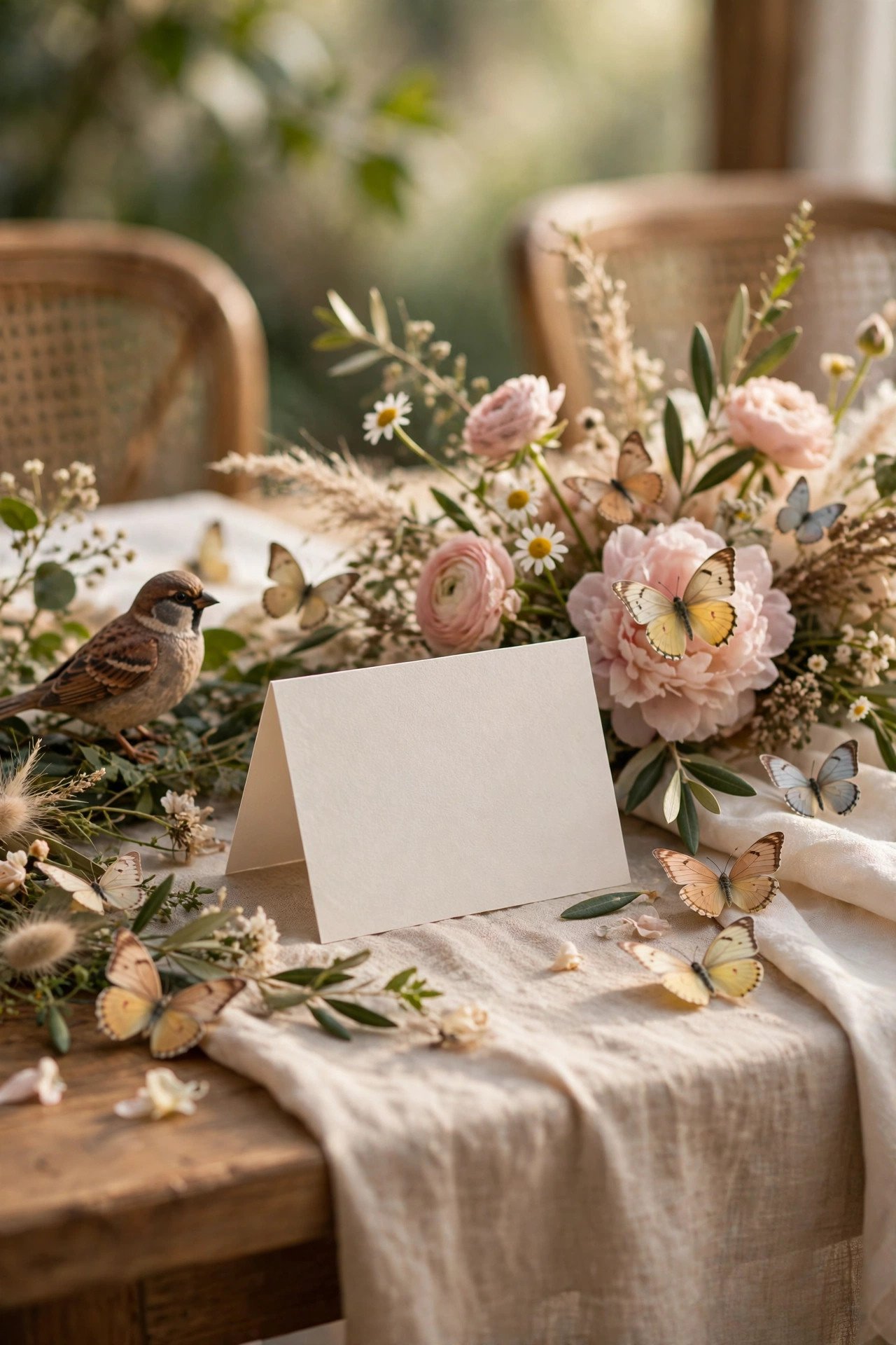Birds and Butterflies — wedding table name card idea for reception seating
