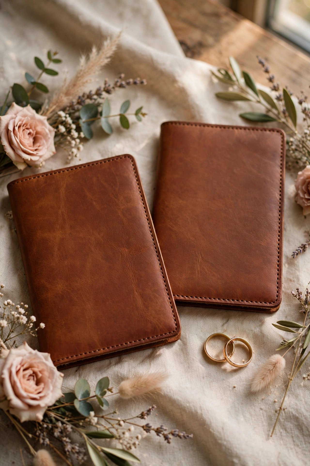 The Leather Vow Books — wedding vow book design for a ceremony exchange