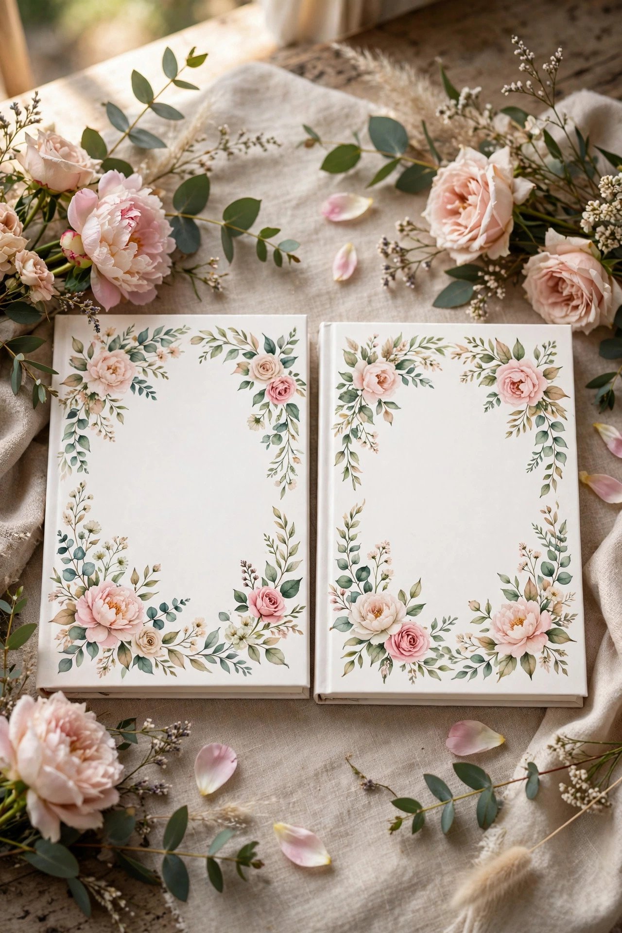 The Floral Illustrated Vow Books — wedding vow book design for a ceremony exchange