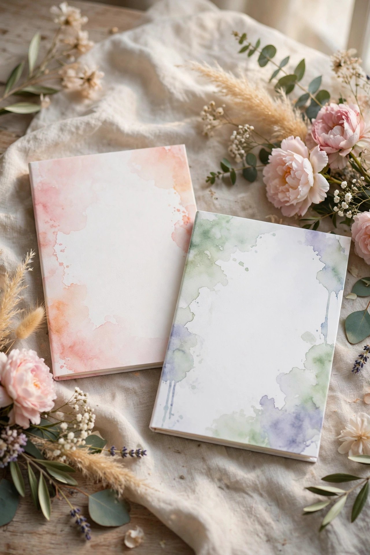 The Watercolor Wash Vow Books — wedding vow book design for a ceremony exchange