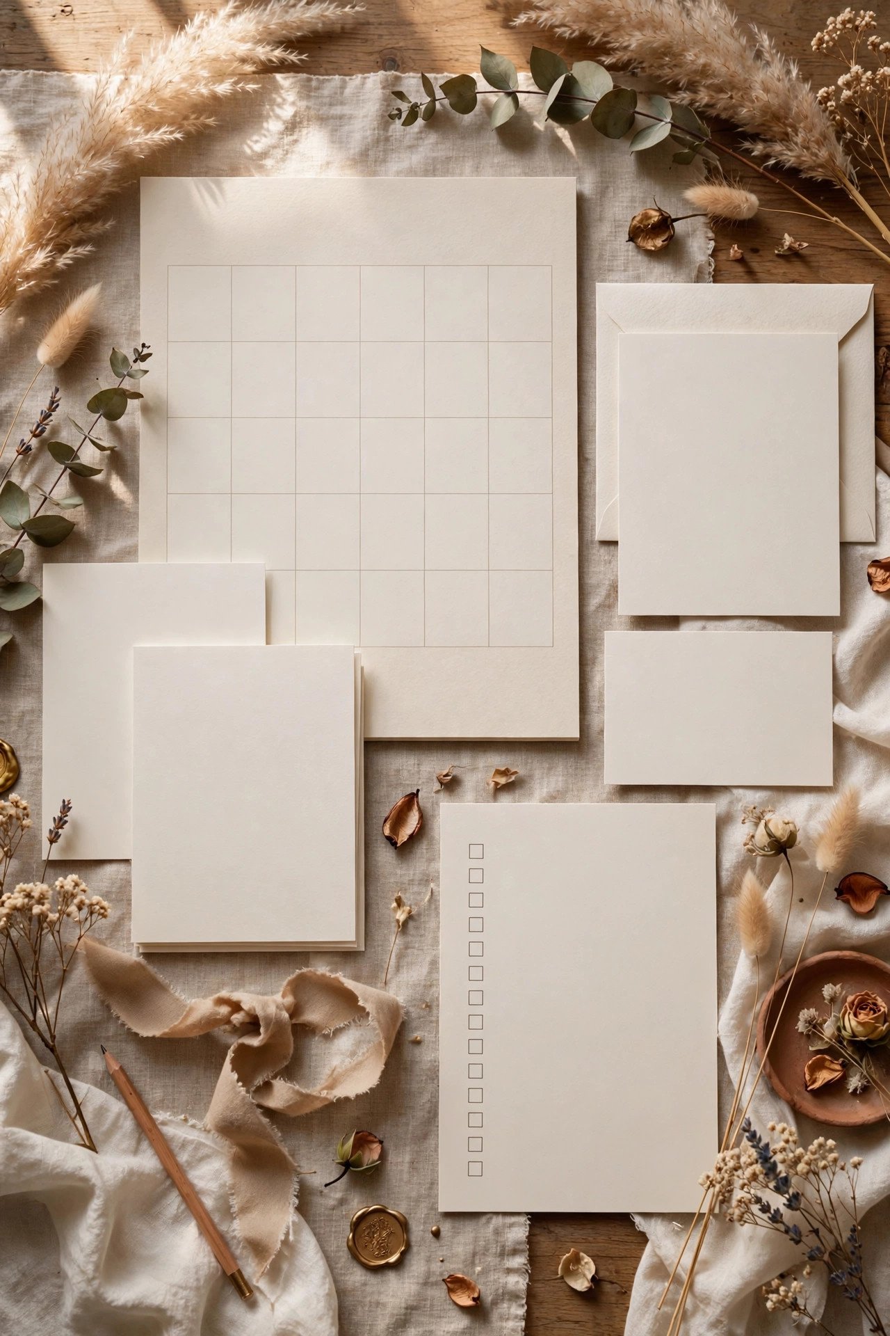 Wedding planning calendar with invitation suite, save-the-date cards and a stationery checklist