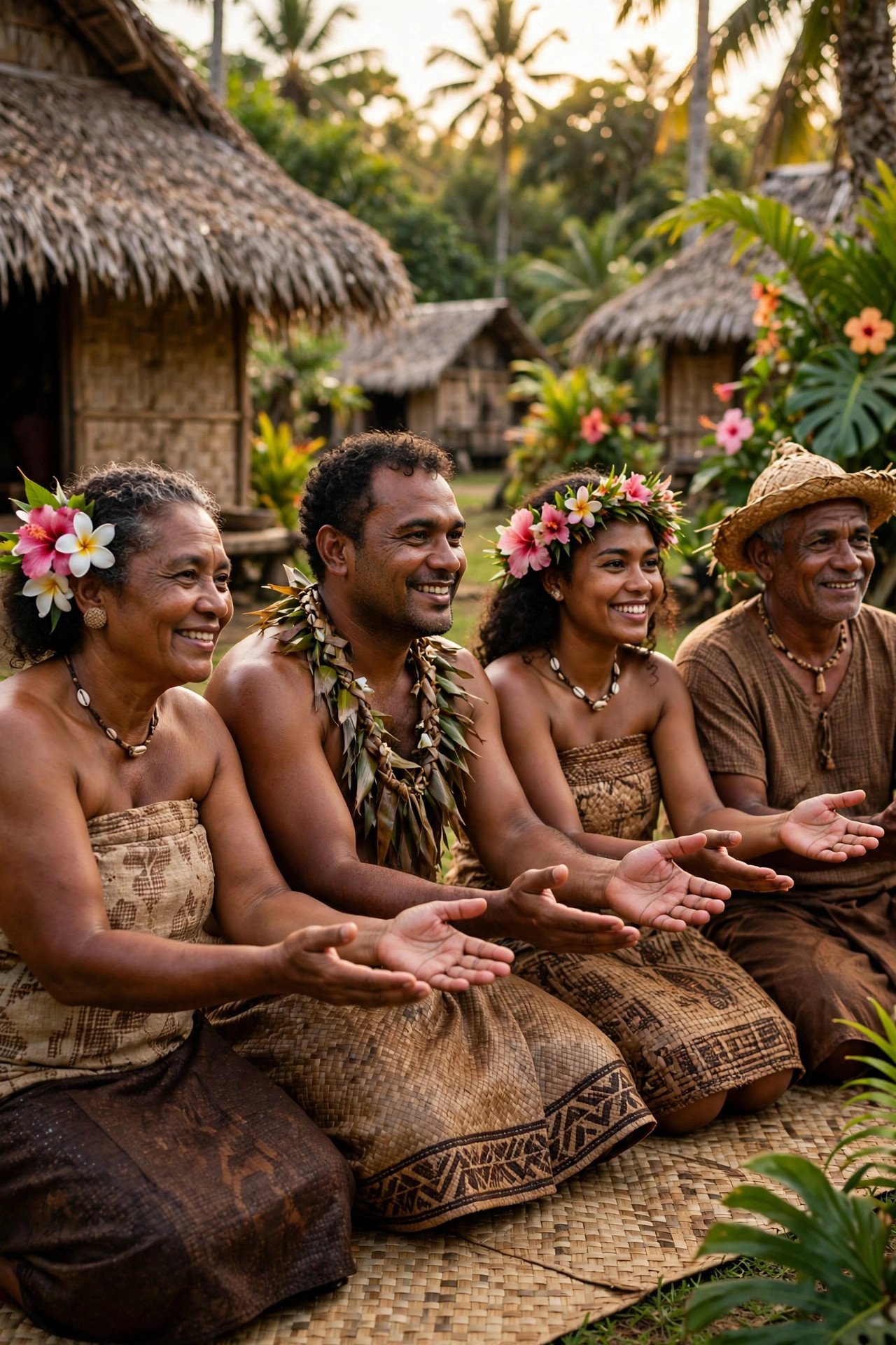 Fijian villagers welcoming guests with smiles during a respectful village visit ceremony