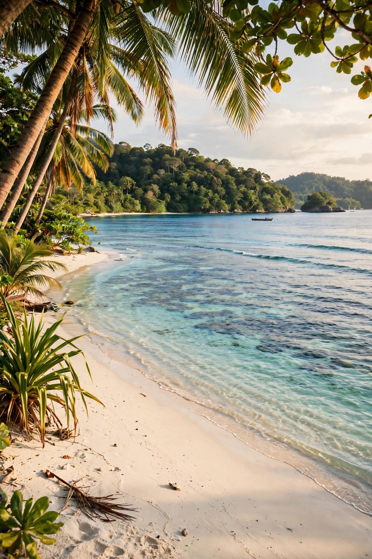 White sand and turquoise water on Manukan Island near Kota Kinabalu
