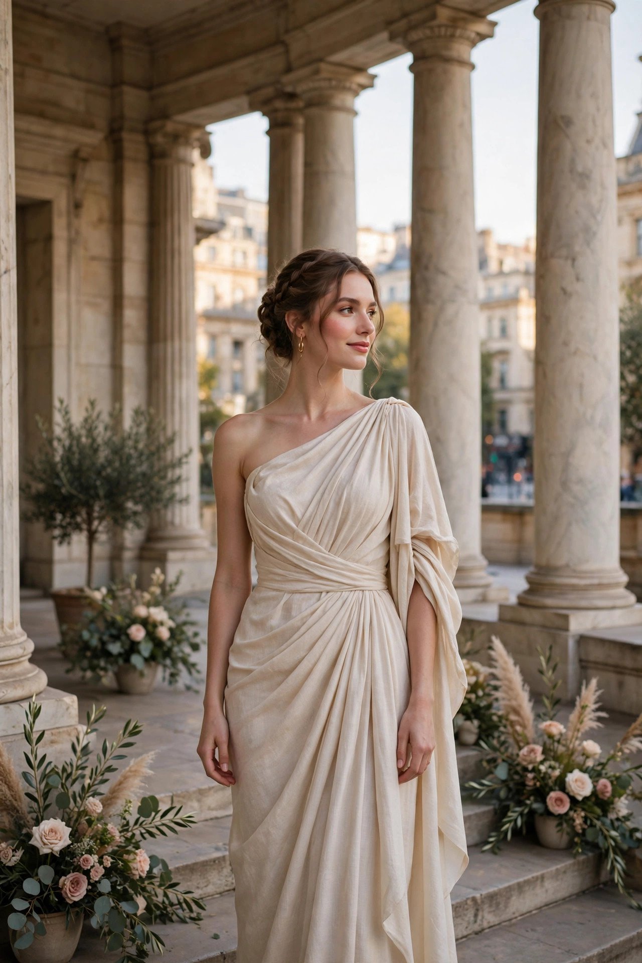 Draped Greek-Style Gown for a Museum Wedding — city wedding dresses idea for a 2027 wedding