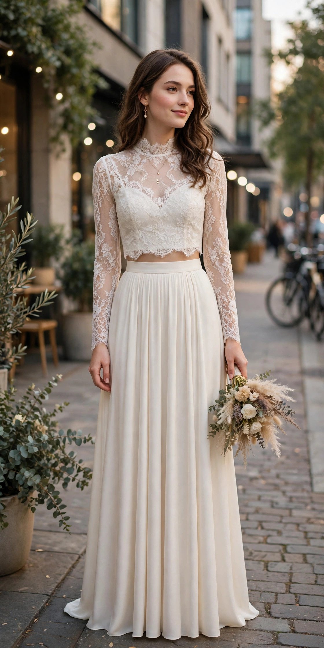 Elegant Two-Piece Set With a Crop Top and Maxi Skirt — city wedding dresses idea for a 2027 wedding