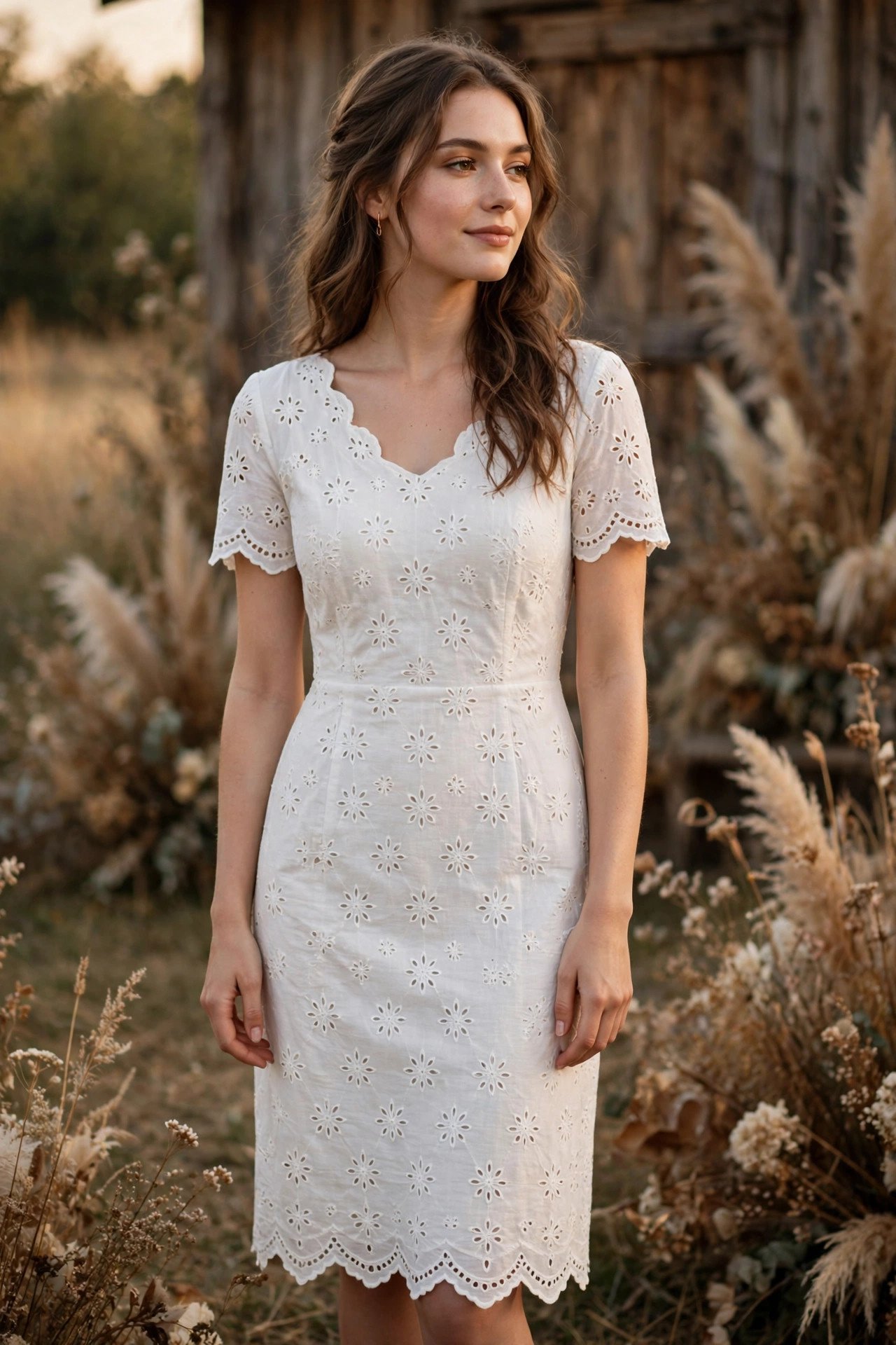 Eyelet Lace Sheath With a Scalloped Hem — rustic wedding dresses idea for a 2027 wedding