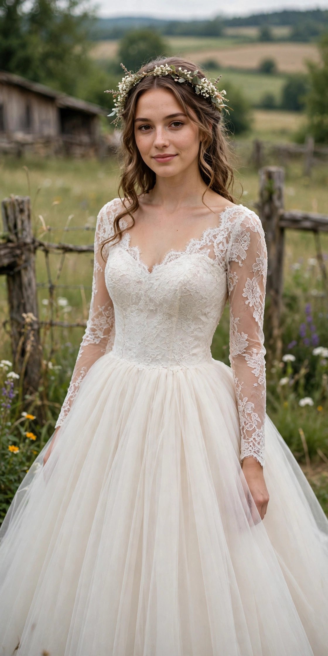 Rustic Ball Gown With a Lace Bodice and Full Tulle Skirt — rustic wedding dresses idea for a 2027 wedding