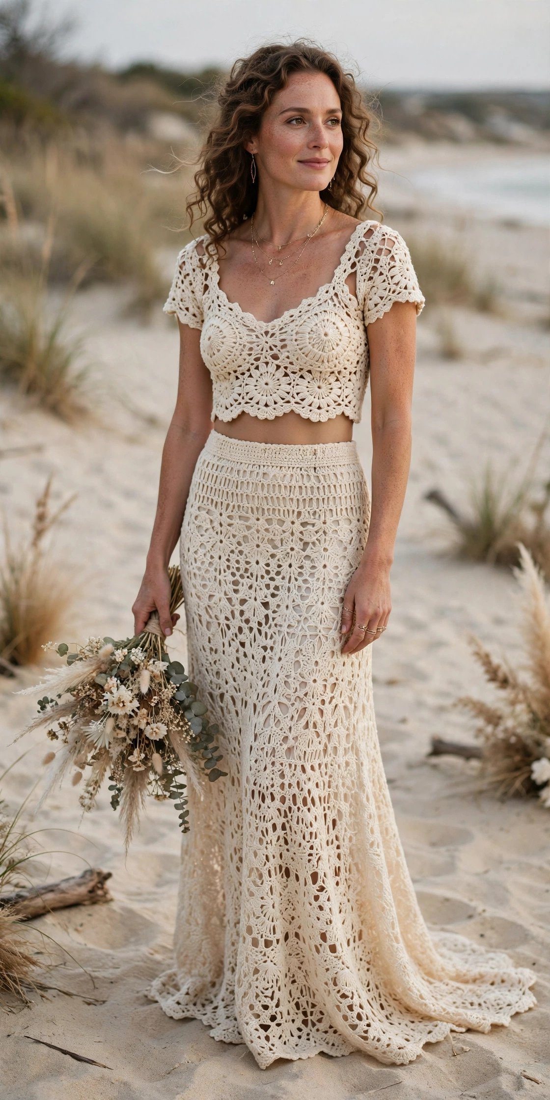 Two-Piece Crochet Top and Maxi Skirt Set — boho beach wedding dresses idea for a 2027 wedding