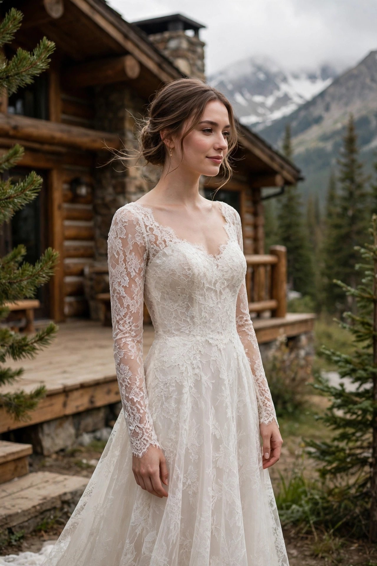Long-Sleeve Lace Gown for a Mountain Lodge Wedding — destination wedding dresses idea for a 2027 wedding