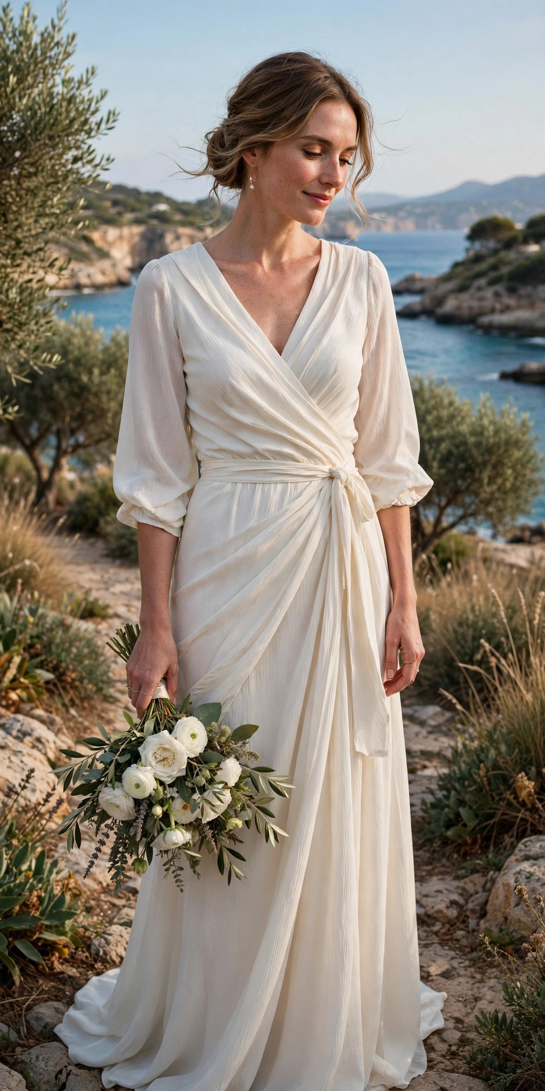 Wrap Dress in Crepe for a One-Bag Wedding — destination wedding dresses idea for a 2027 wedding