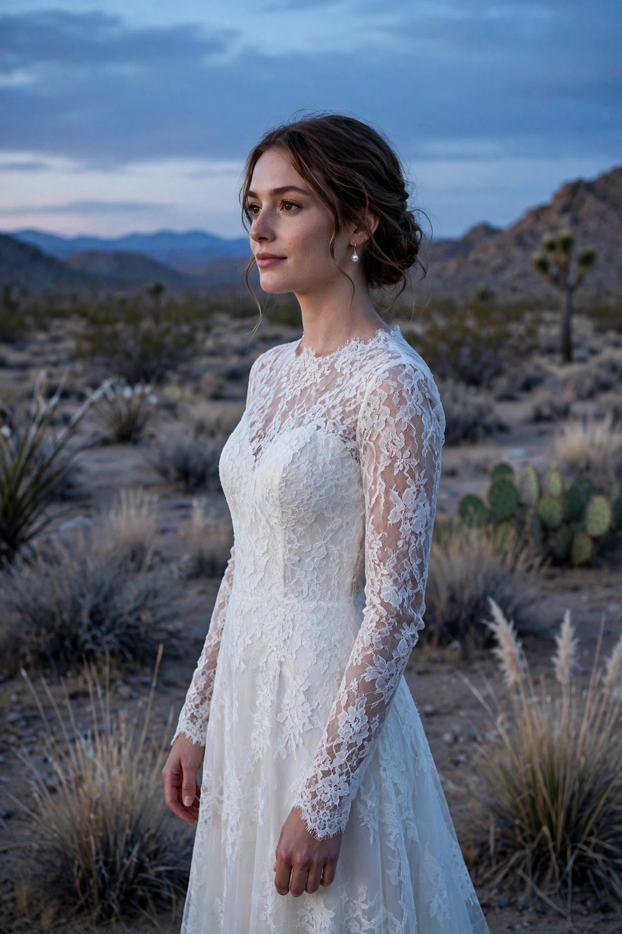 Long-Sleeve Lace Gown for a Cool Desert Evening — desert wedding dresses idea for a 2027 wedding