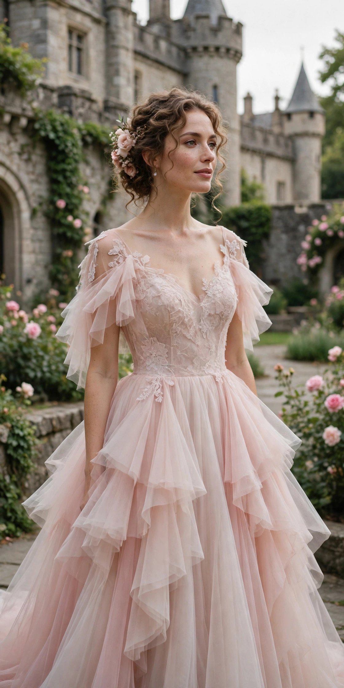 Blush Layered Gown With a Romantic Softness — fairytale castle wedding dresses idea for a 2027 wedding