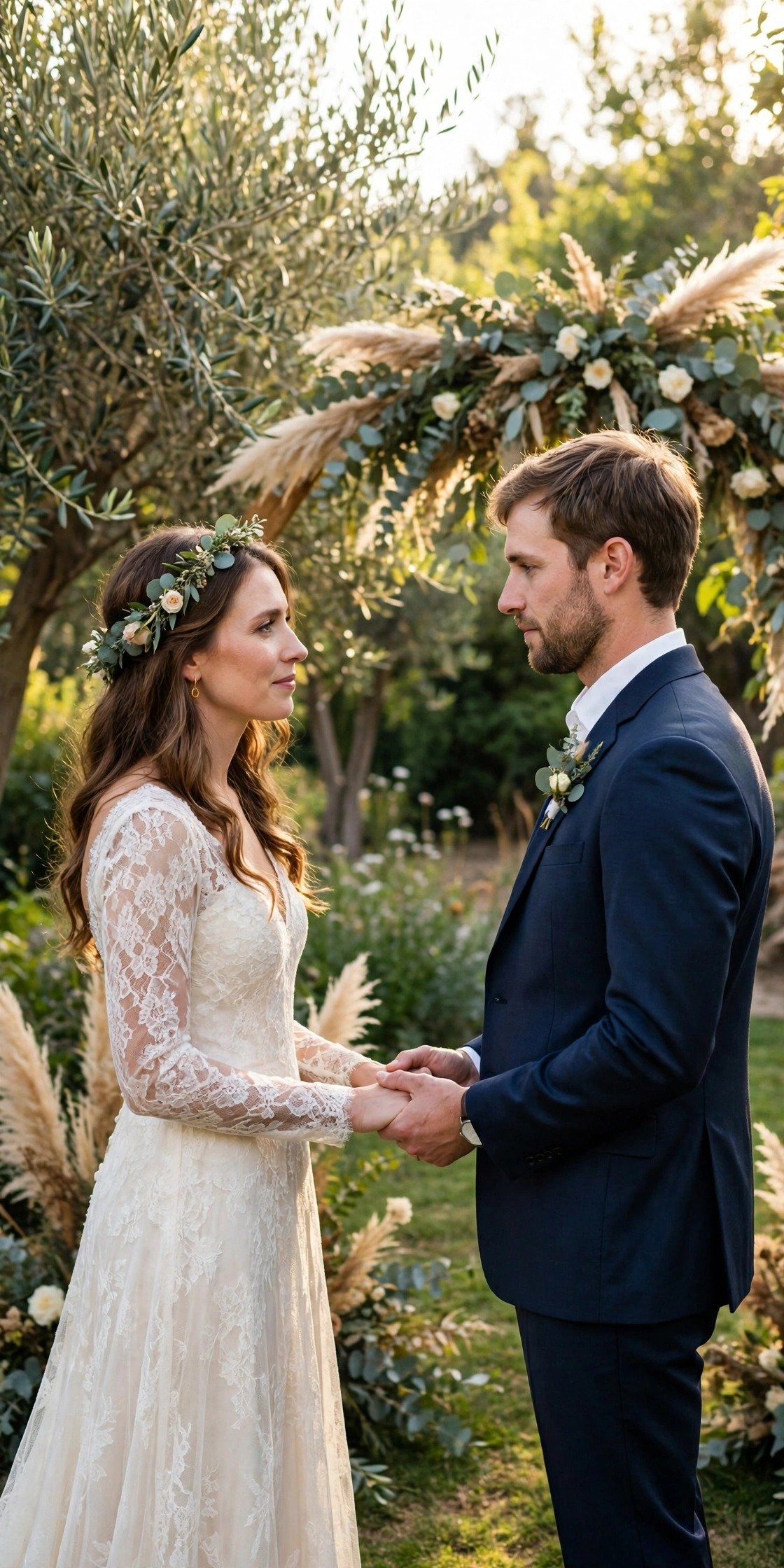 Couple exchanging vows during their wedding ceremony