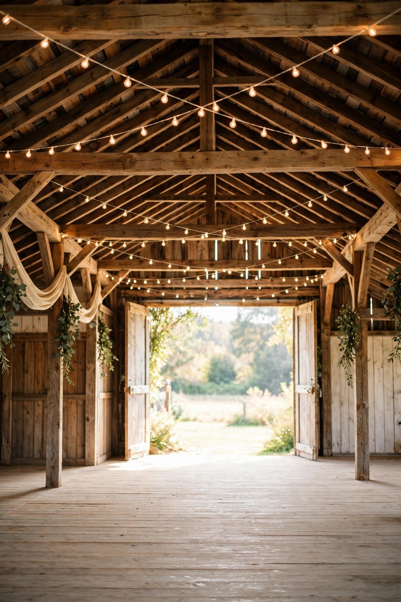 A blank canvas barn venue beside a fully staffed hotel ballroom, side by side