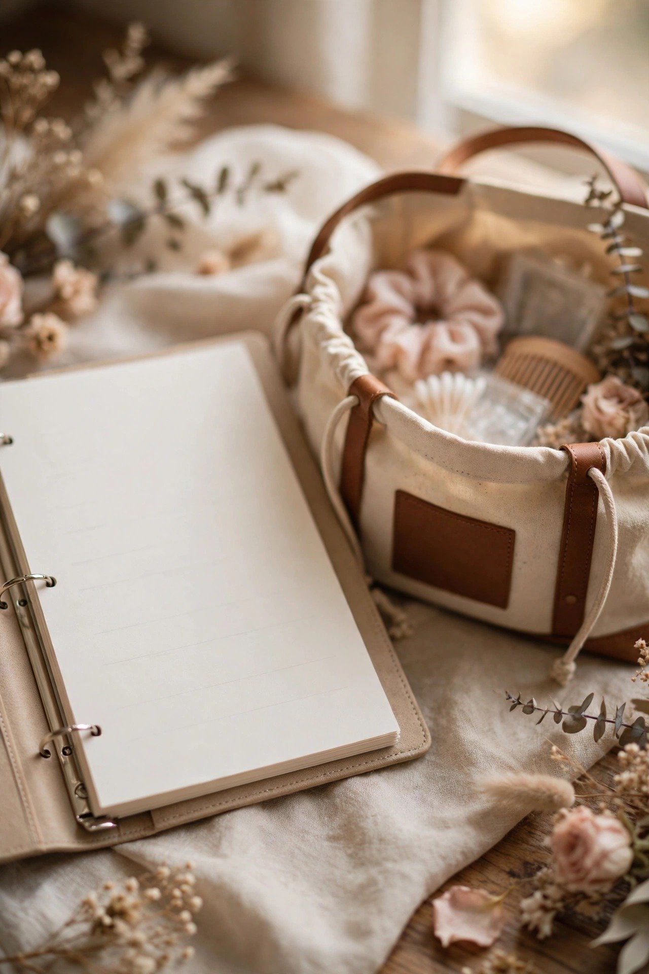An emergency page listing key phone numbers and the contents of a wedding day kit