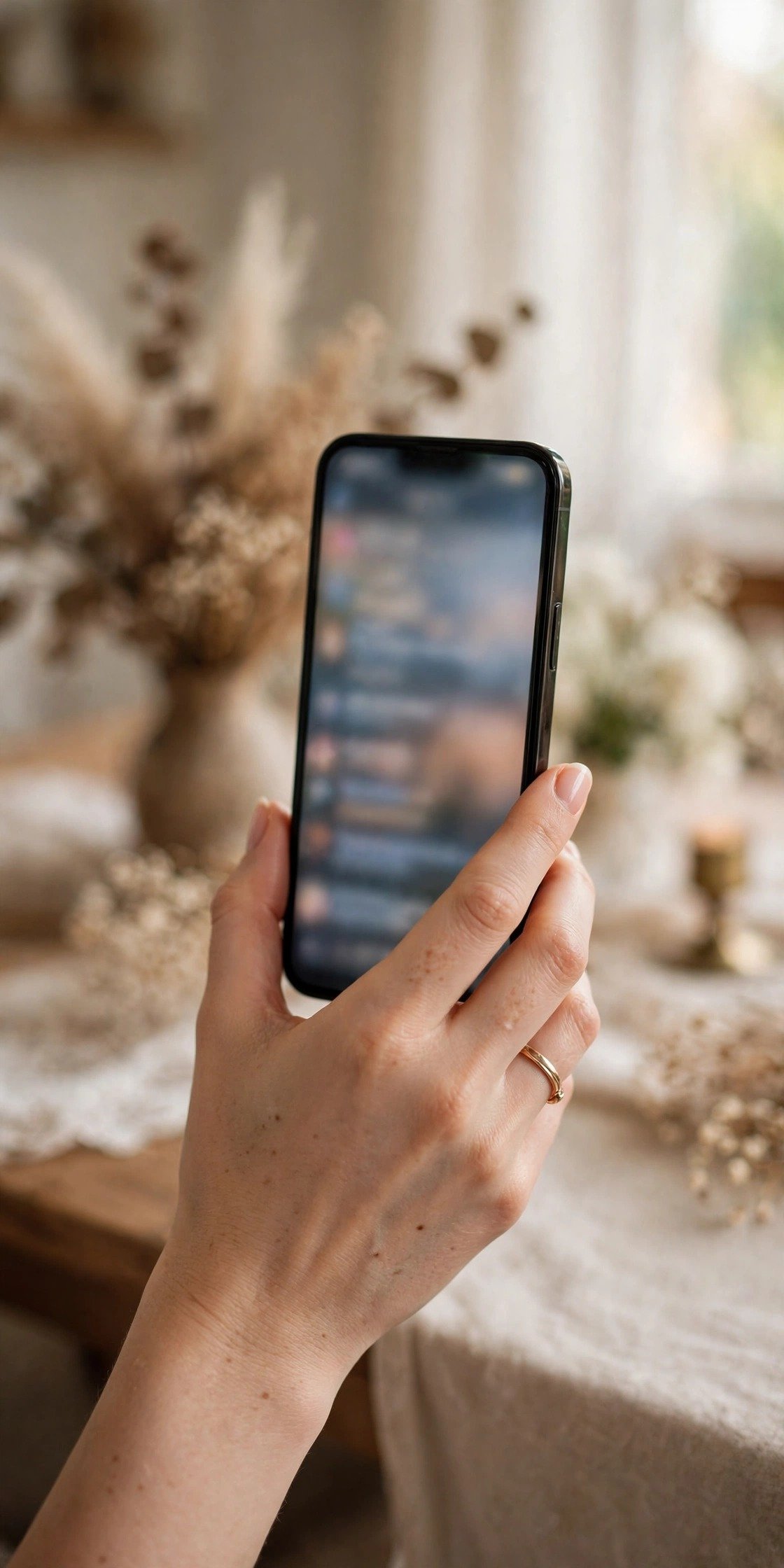 A phone showing a short, friendly message asking a guest for their RSVP