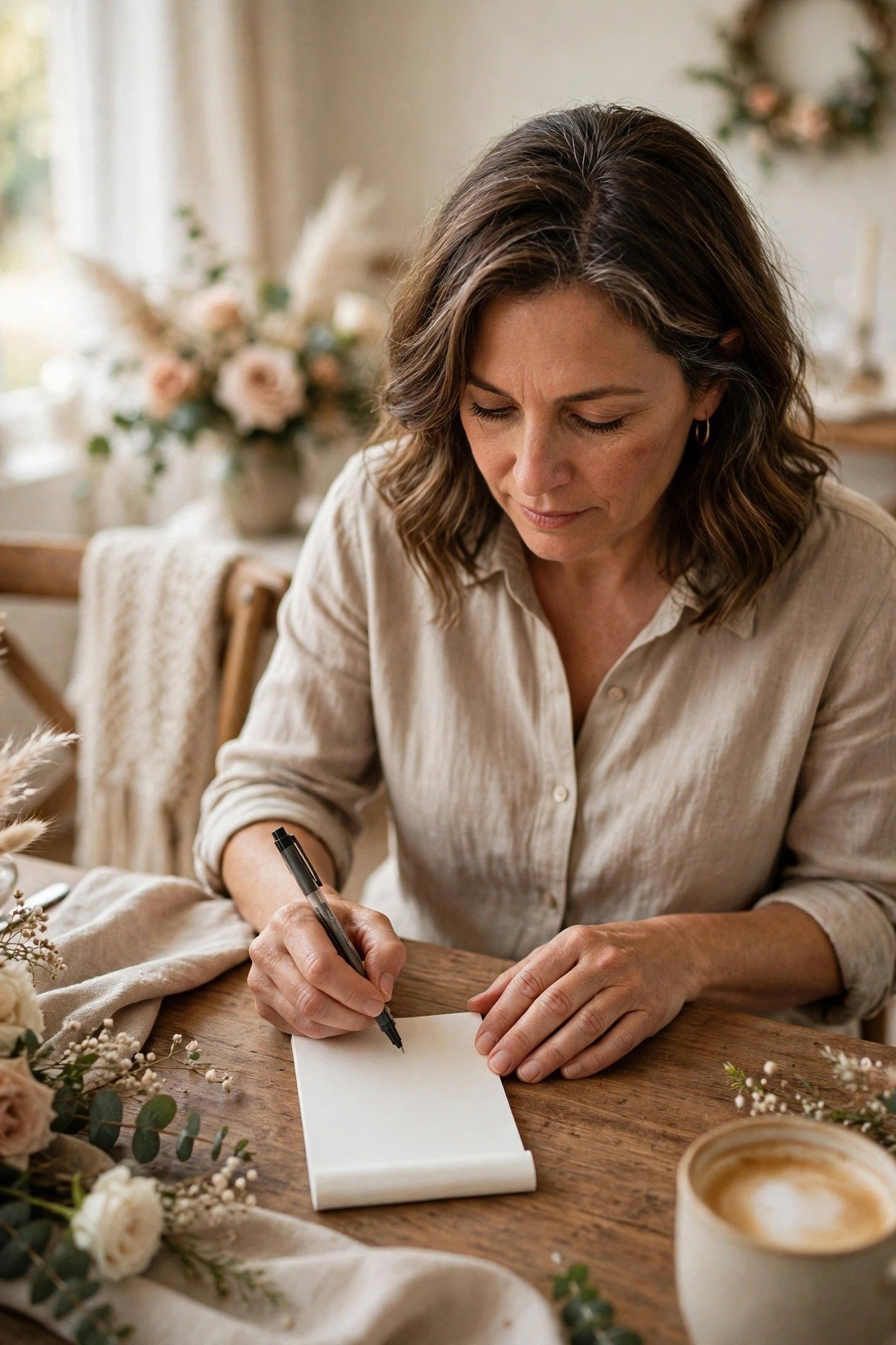 A parent checking a small list of their invited friends and marking replies